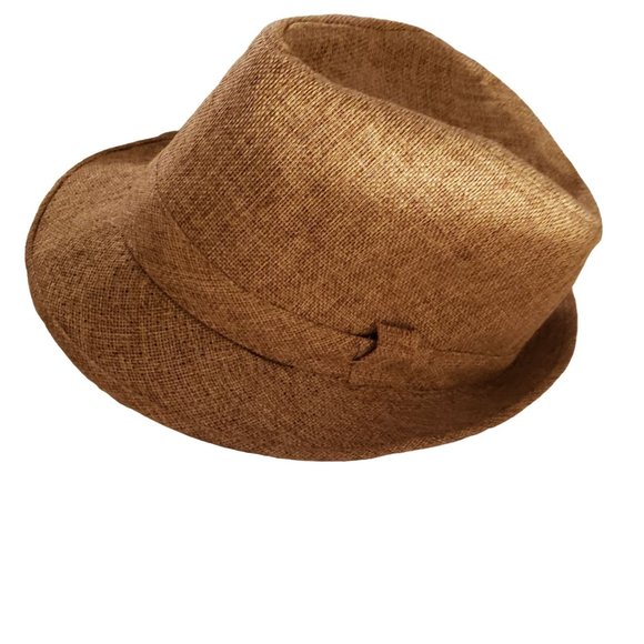 Flax Fedora size 7 1/4 earth brown woven flax linen - Picture 1 of 9